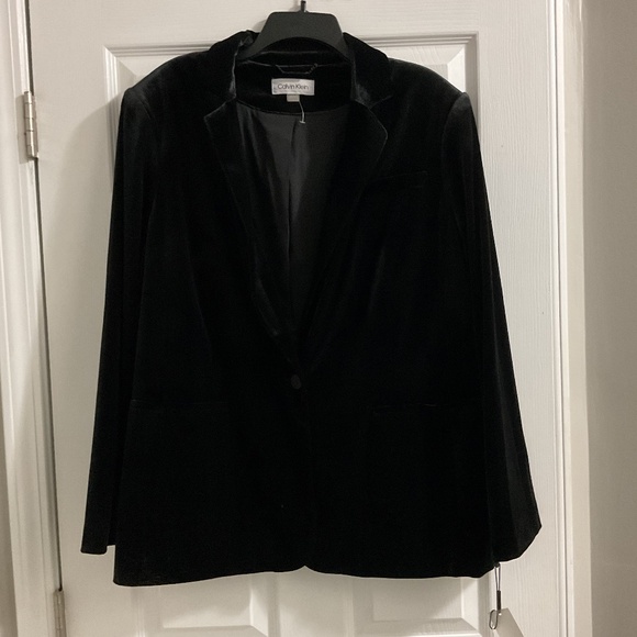 NWT Calvin Klein Black Velvet Blazer/Jacket, Womens - Picture 1 of 5